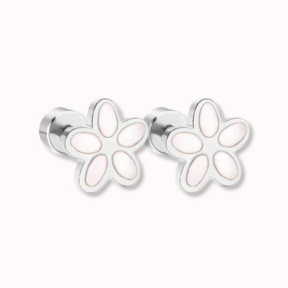 Flower Flat Back Studs Silver