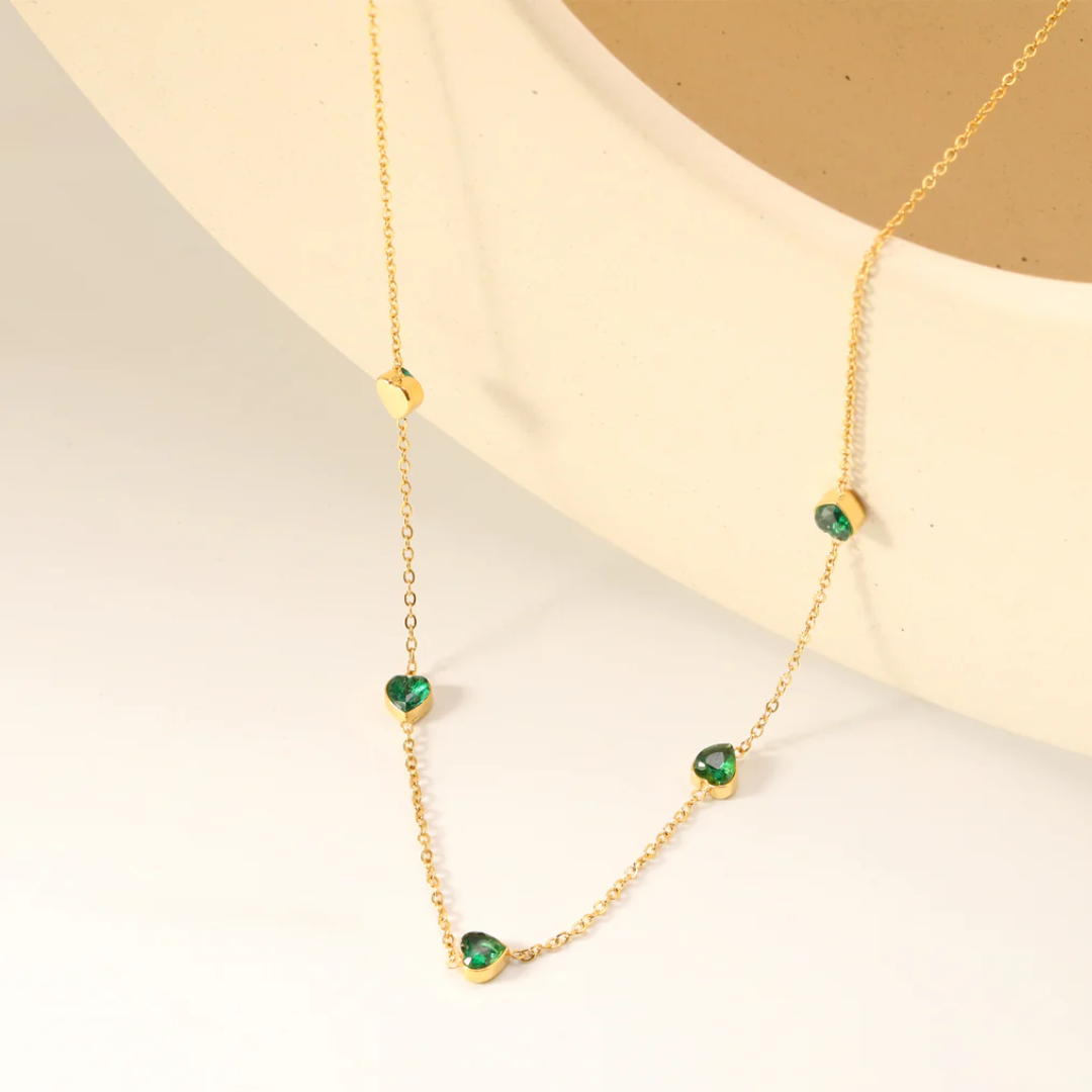 Emerald Heart Dainty Necklace