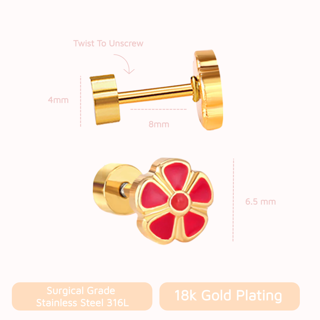 Petal Flower Flat Back Studs Gold