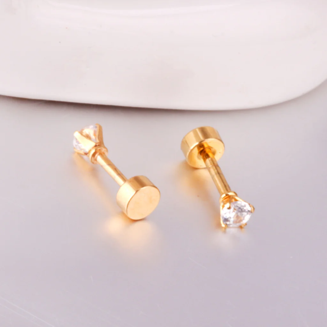 The Birthstone Flat Back Studs Gold
