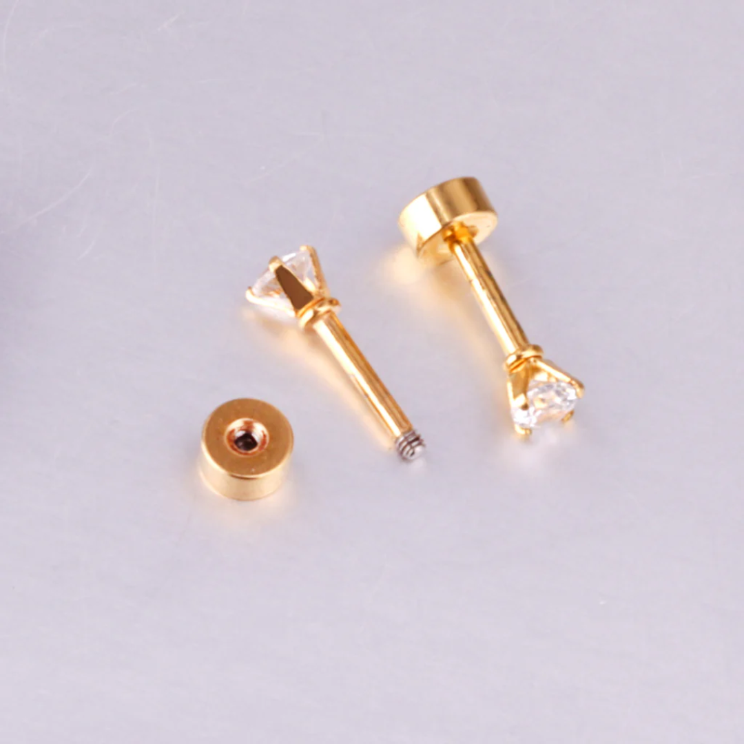 The Birthstone Flat Back Studs Gold