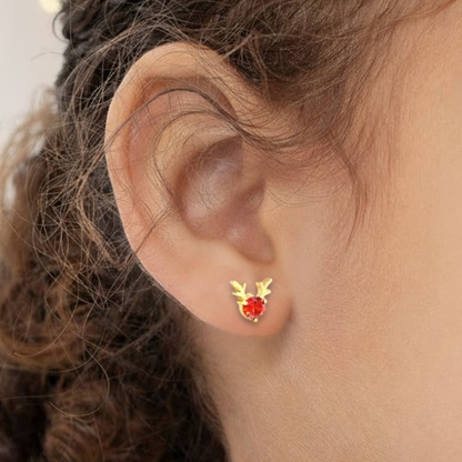 Ruby Reindeer Flat Back Studs