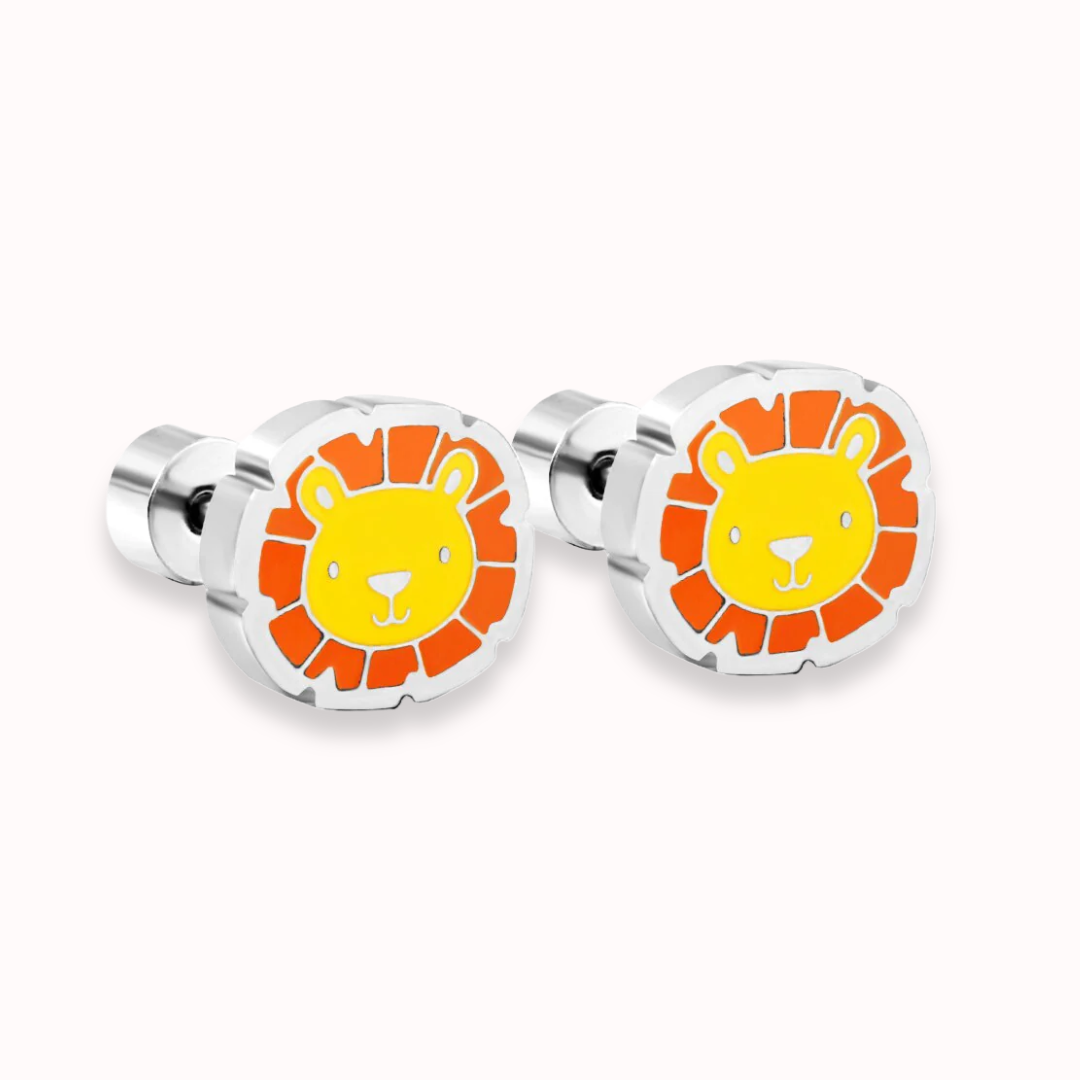 Little Lion Flat Back Studs Silver