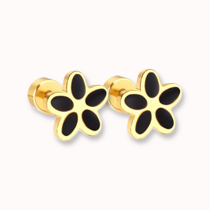Flower Flat Back Studs Gold
