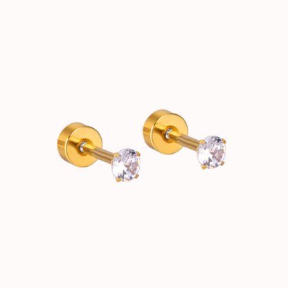 The Birthstone Flat Back Studs Gold