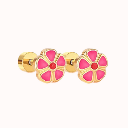Petal Flower Flat Back Studs Gold
