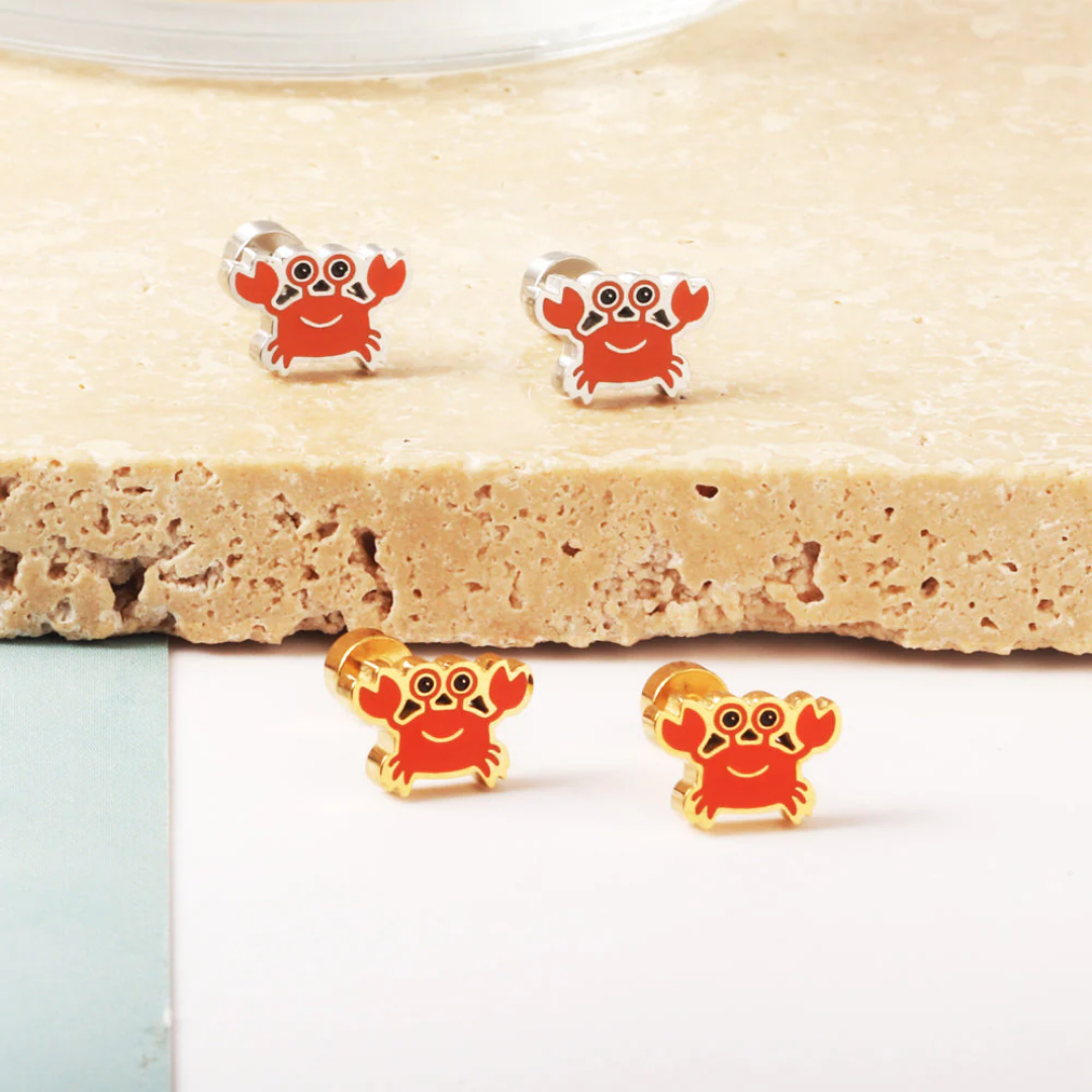 Crabby Flat Back Studs Silver