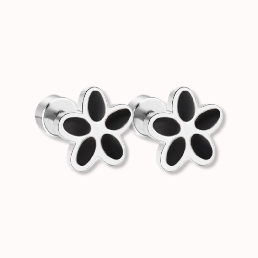 Flower Flat Back Studs Silver