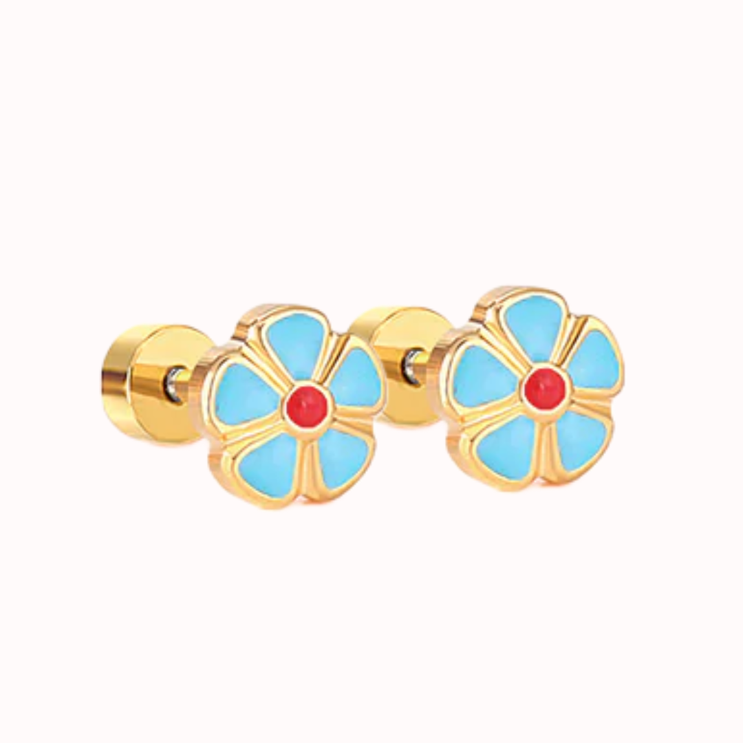 Petal Flower Flat Back Studs Gold