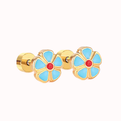 Petal Flower Flat Back Studs Gold