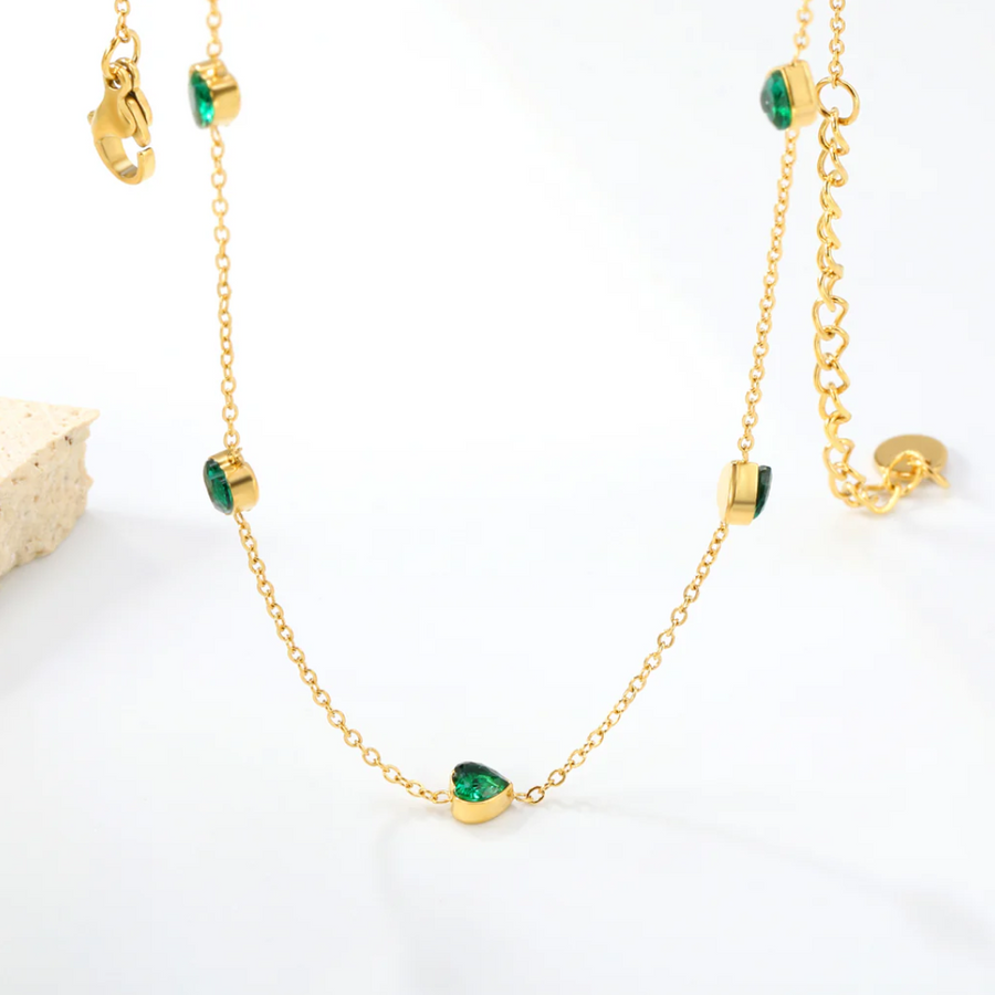 Emerald Heart Dainty Necklace