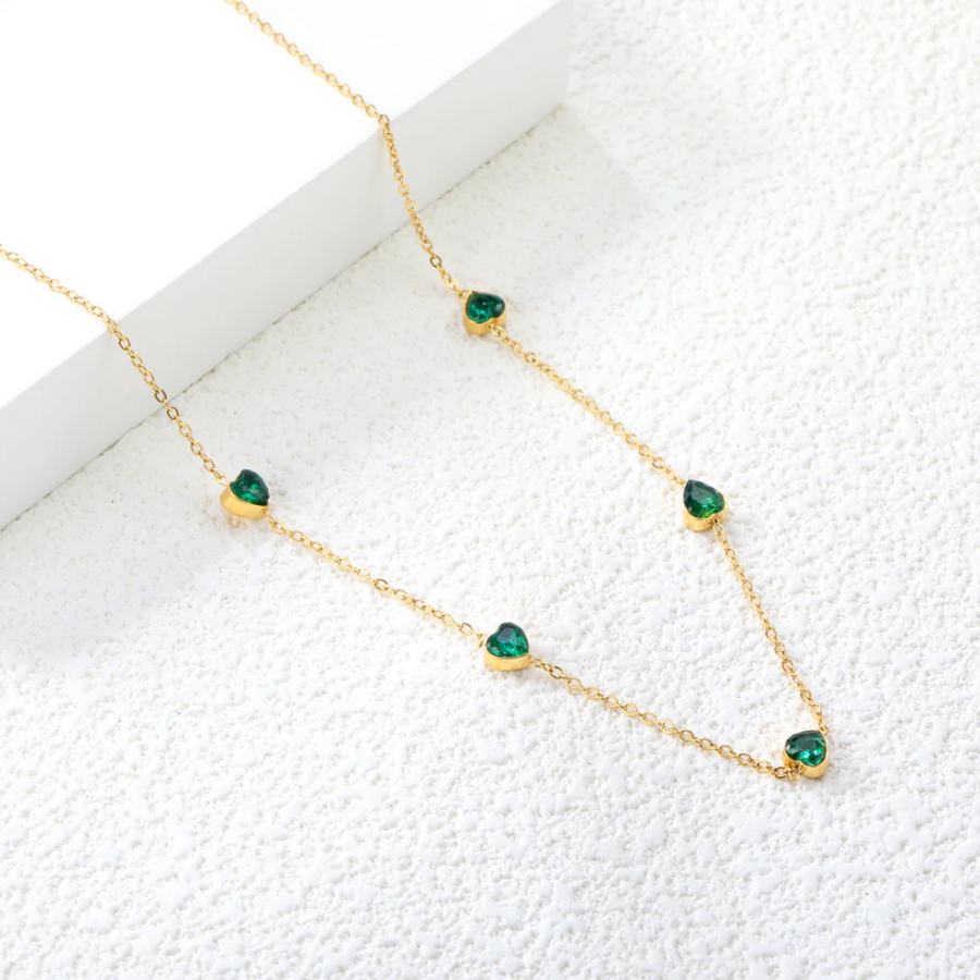 Emerald Heart Dainty Necklace