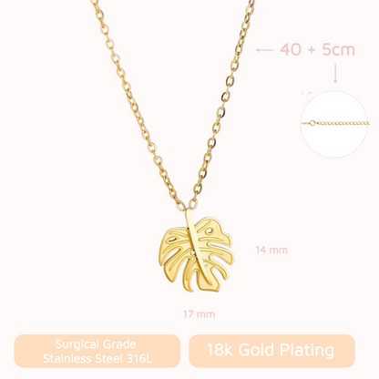 Golden Monstera Necklace