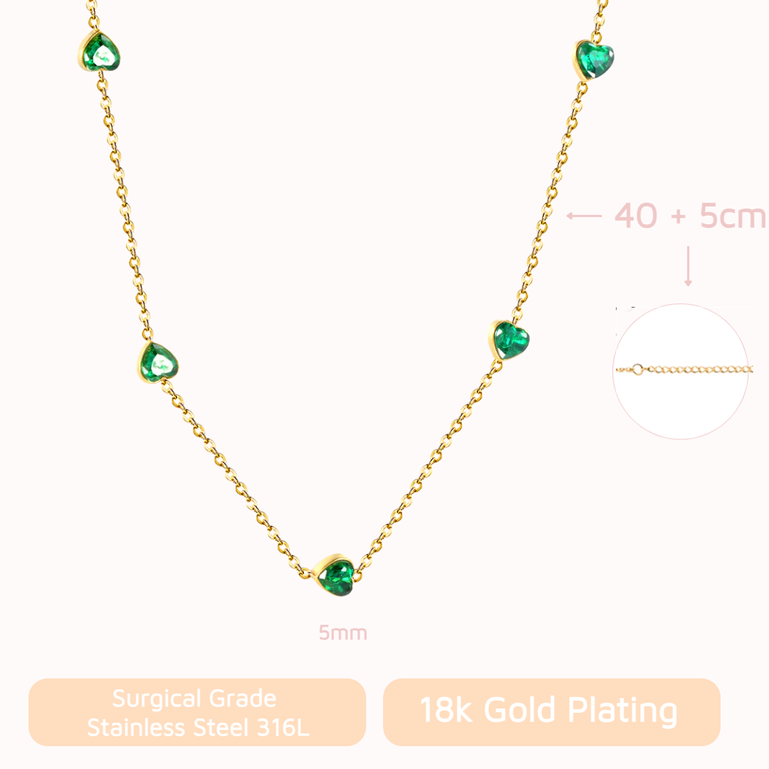 Emerald Heart Dainty Necklace