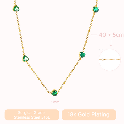 Emerald Heart Dainty Necklace