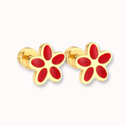 Flower Flat Back Studs Gold