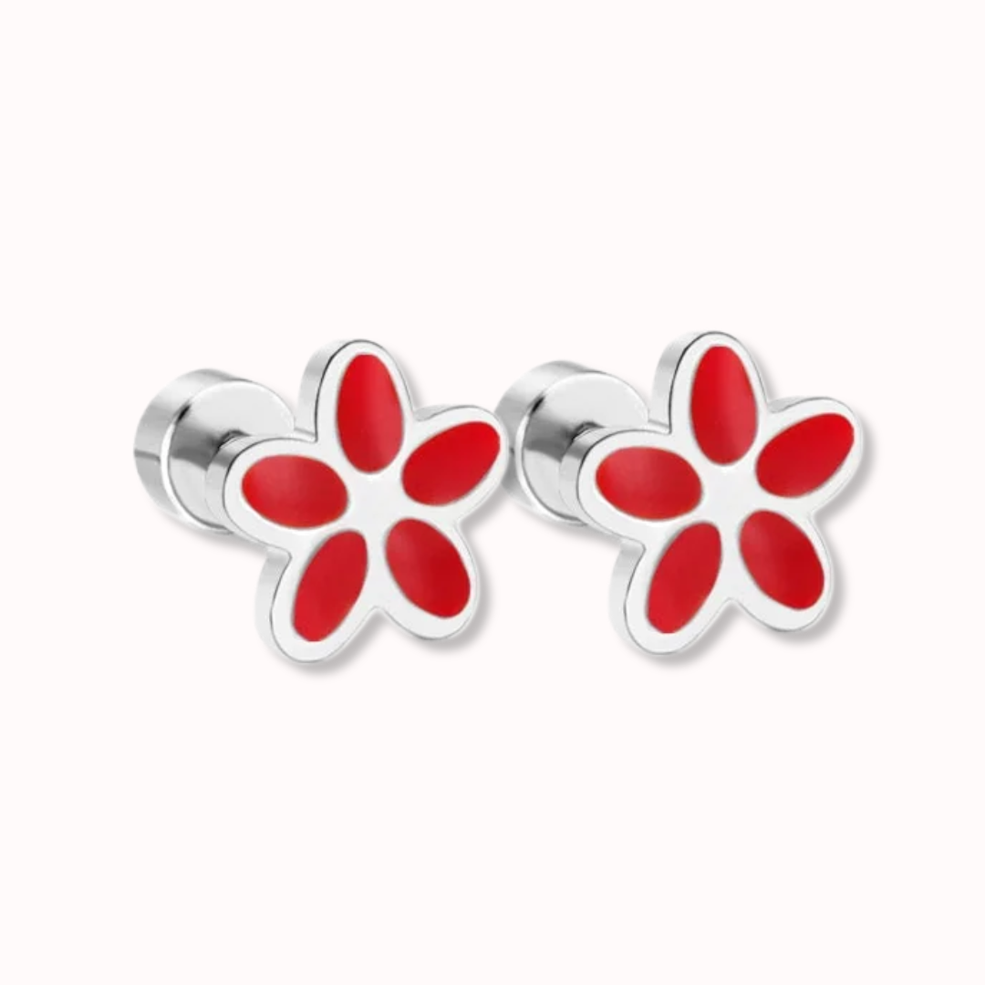 Flower Flat Back Studs Silver