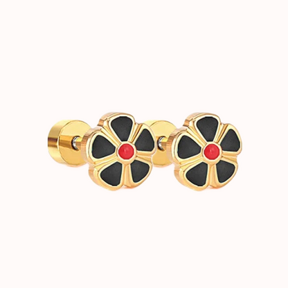 Petal Flower Flat Back Studs Gold
