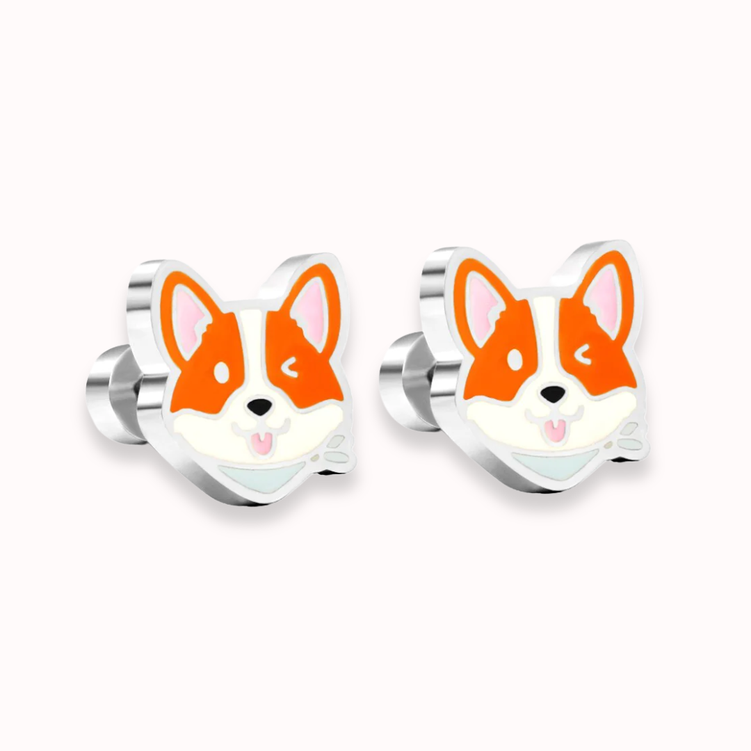 Corgi Flat Back Studs Silver