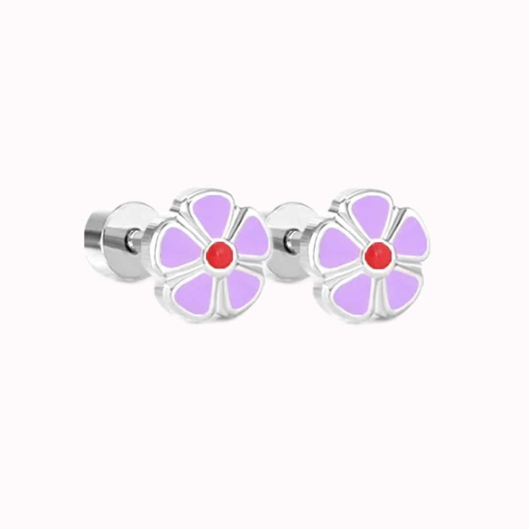 Petal Flower Flat Back Studs Silver