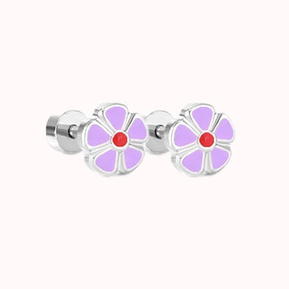 Petal Flower Flat Back Studs Silver