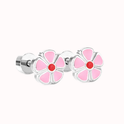 Petal Flower Flat Back Studs Silver