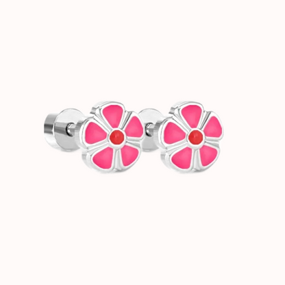 Petal Flower Flat Back Studs Silver
