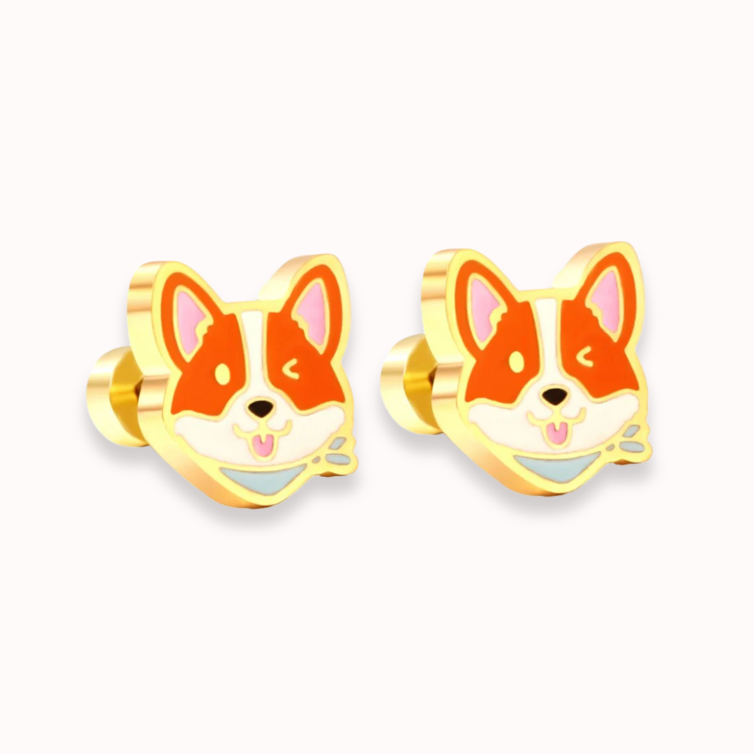 Corgi Flat Back Studs Gold