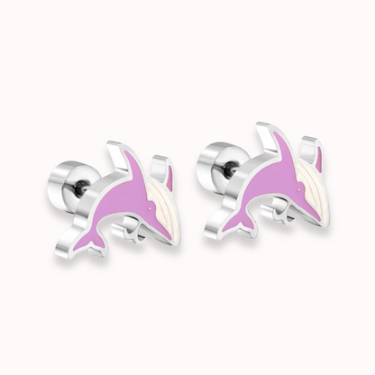 Whale Flat Back Studs Silver
