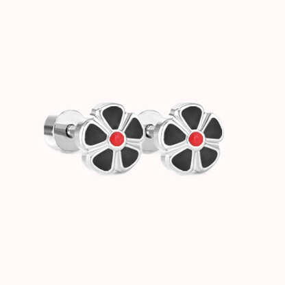 Petal Flower Flat Back Studs Silver