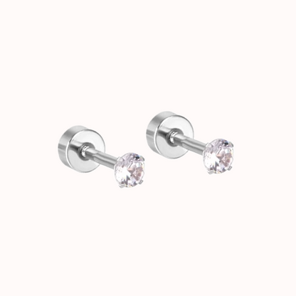 The Birthstone Flat Back Studs Silver
