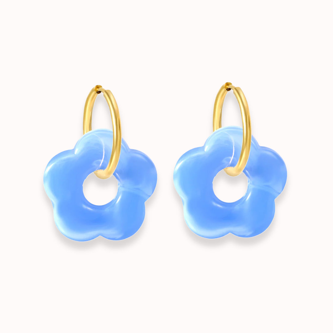 Frosted Bloom Hoops Sky Blue