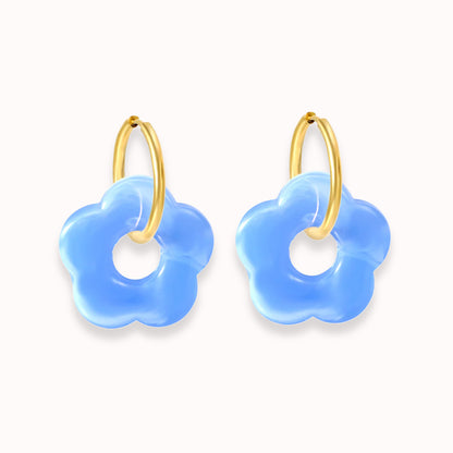 Frosted Bloom Hoops Sky Blue