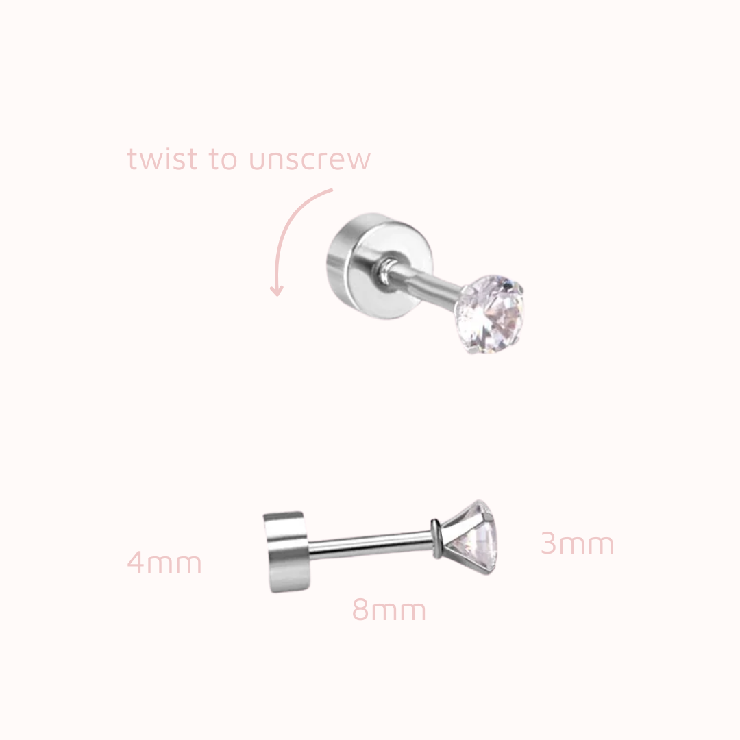 The Birthstone Flat Back Studs Silver