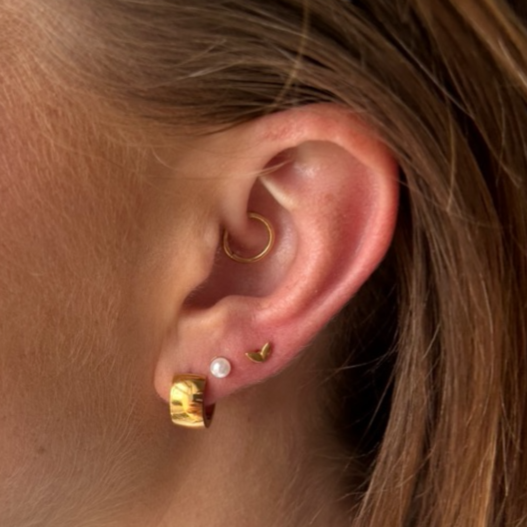 Mini Leaf Screw Back Studs Gold