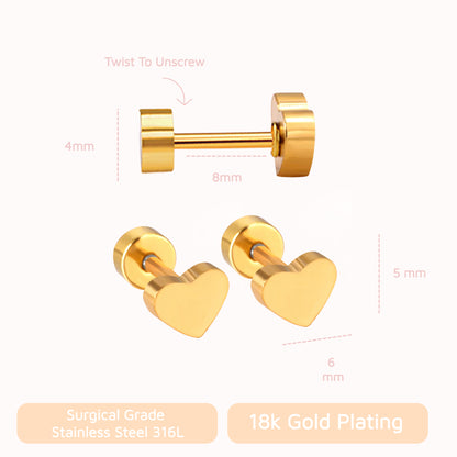 Classic Heart Flat Backs Gold