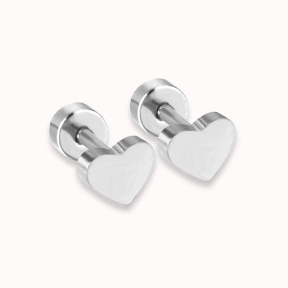 Classic Heart Flat Backs Silver