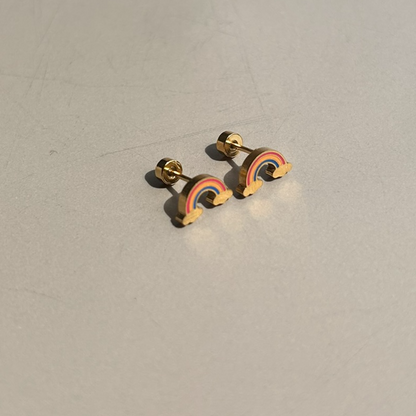 Rainbow Flat Back Studs Gold