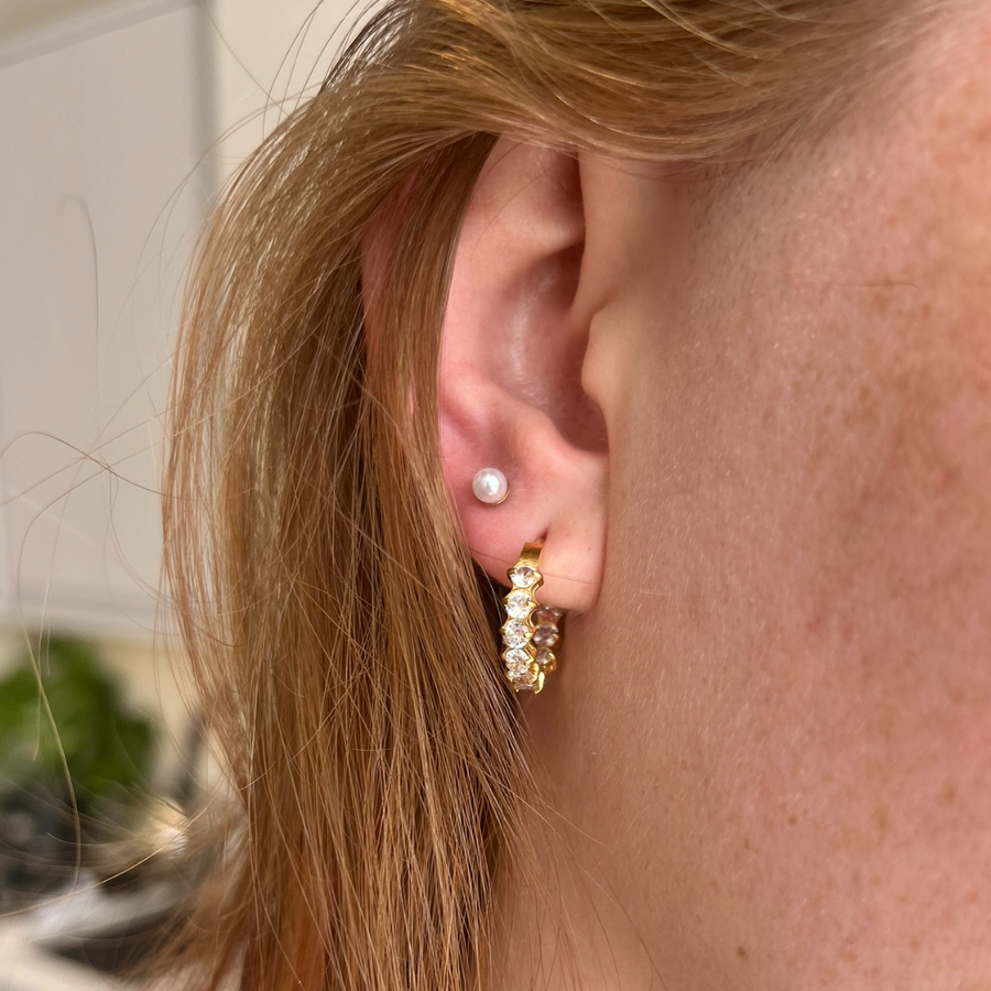 Starlight Spark CZ Diamond Hoops: hypoallergenic, tarnish free and waterproof