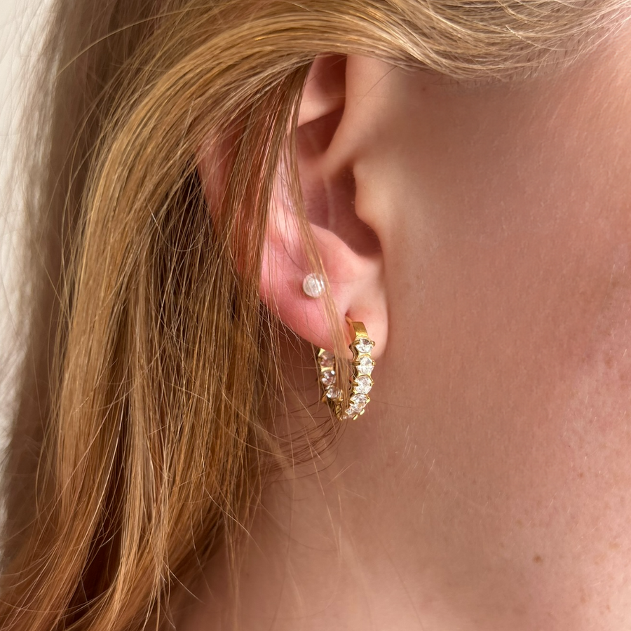 Starlight Spark CZ Diamond Hoops: hypoallergenic, tarnish free and waterproof