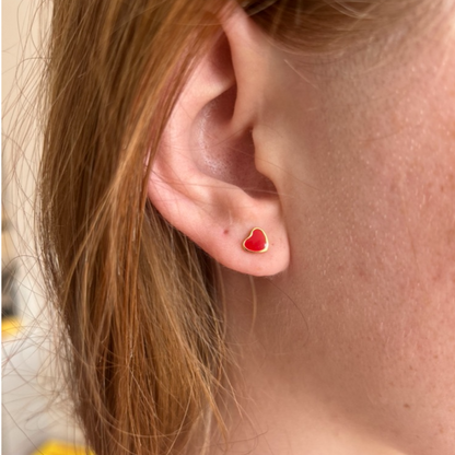 Love Heart Flat Back Studs Gold