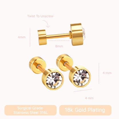 Diamond Bezel Flat Back Studs Gold