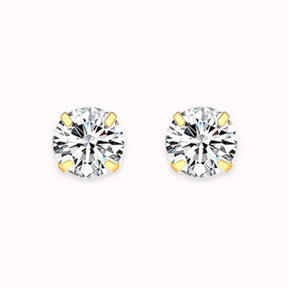 Diamond CZ Flat Back Studs Gold