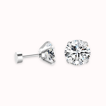 Diamond CZ Flat Back Studs Silver