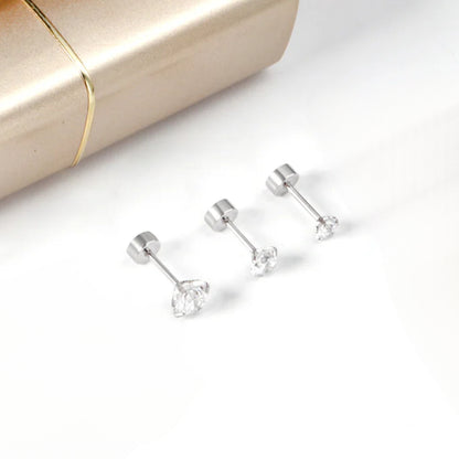 Diamond CZ Flat Back Studs Silver