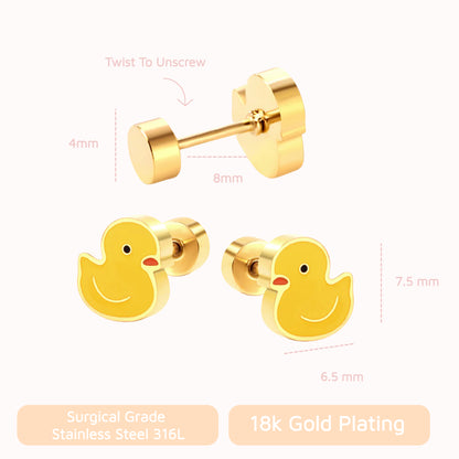 Ducky Flat Back Studs Silver