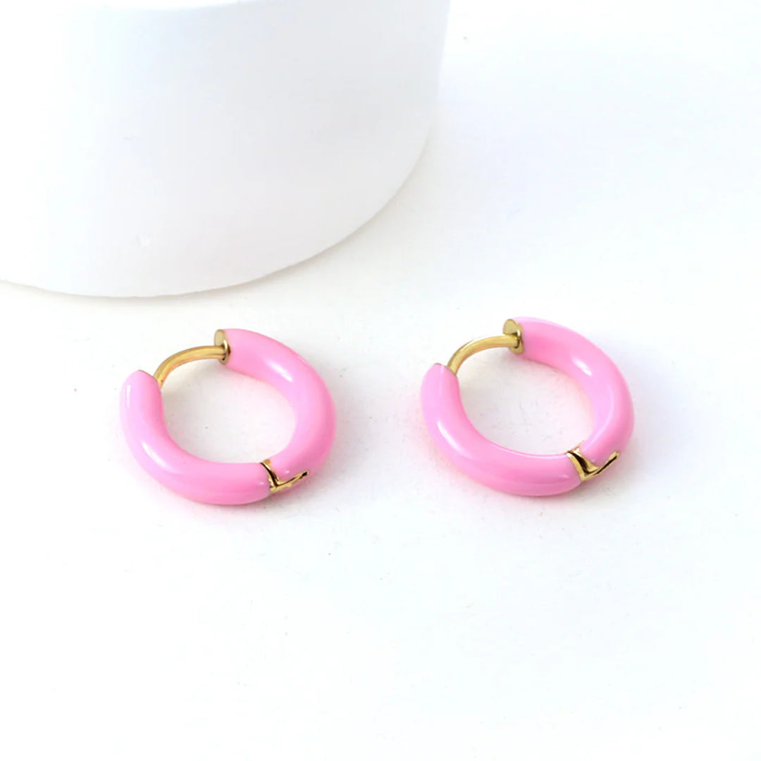 Enamel Pop Hoops Pink