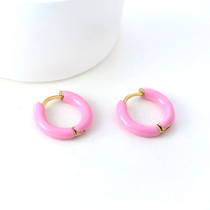 Enamel Pop Hoops Pink