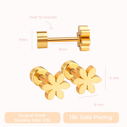 Flower Flat Back Studs Silver