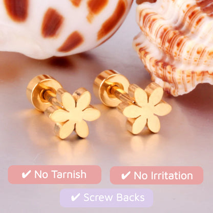 Flower Flat Back Studs Silver